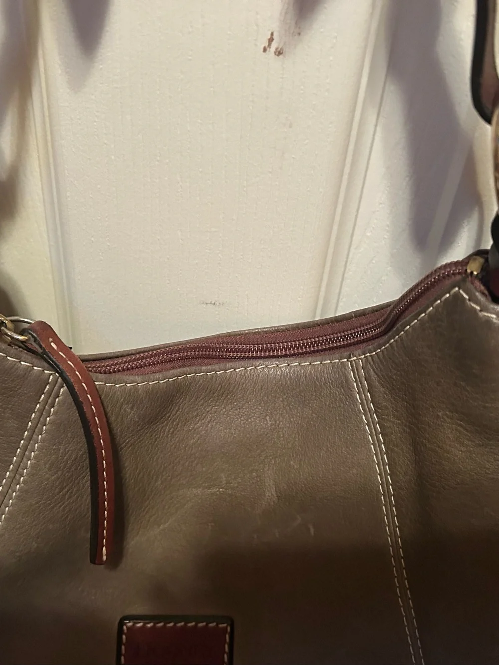Dooney & Bourke Olive Sage Pebbled Leather Hobo Bag #J1067919; 9”D 16”W 11”